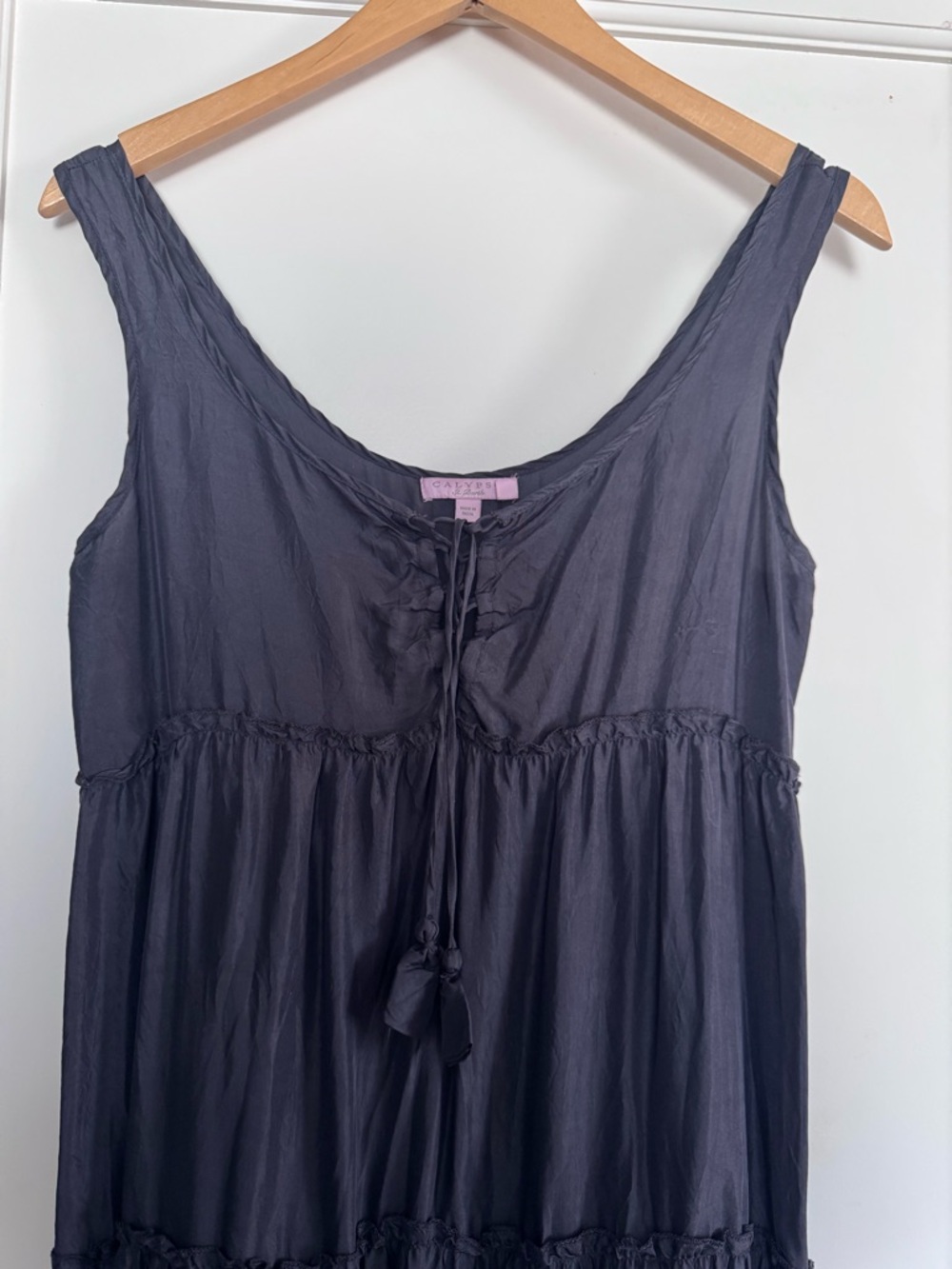Calypso St. Barth Black Silk Sleeveless Tiered Maxi Dress - Picture 3 of 5